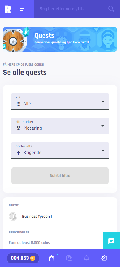 Gennemfør daglige quests og få bonuscoins og XP