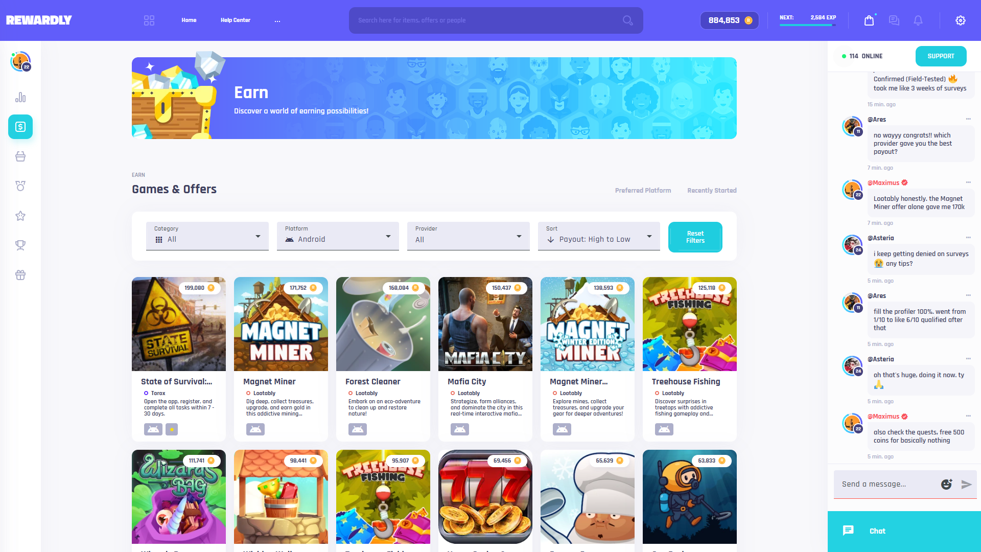 Earn hub (desktop)