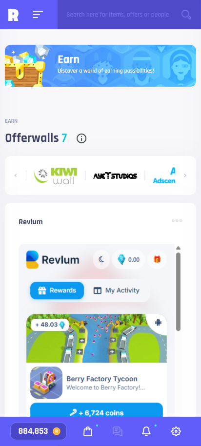 Earn hub (mobile)