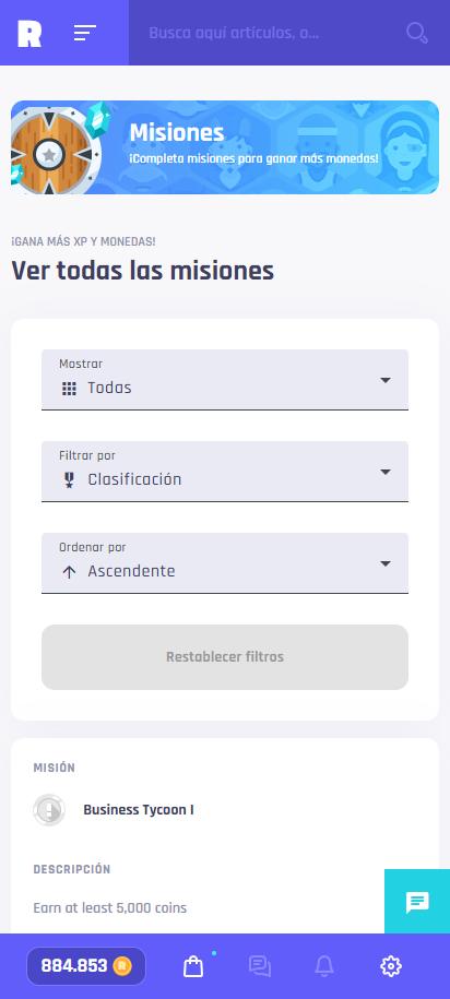 Completa misiones diarias para conseguir monedas extra y XP