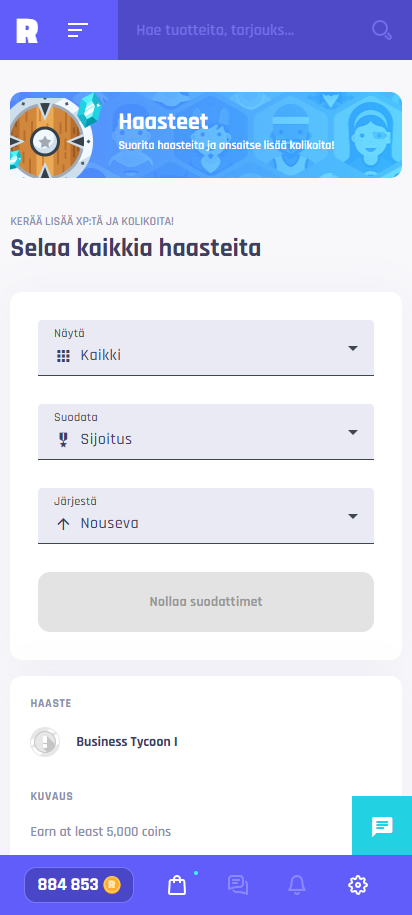 Suorita päivittäisiä haasteita ja kerää bonuskolikoita sekä XP:tä