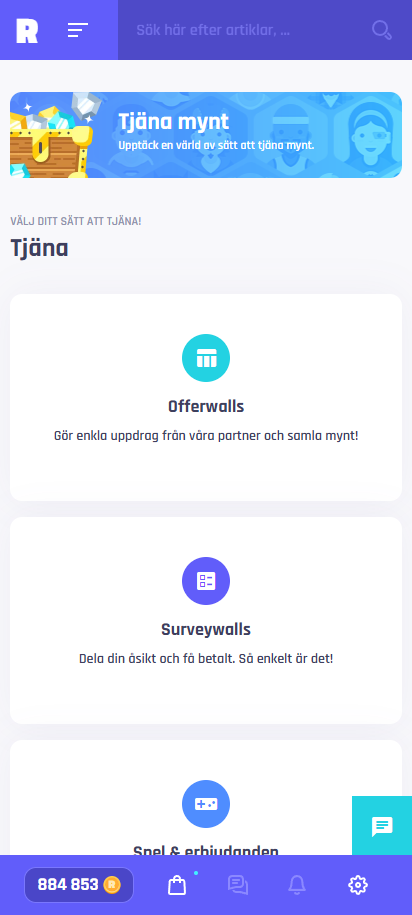 Tjäna mynt genom att slutföra undersökningar, erbjudanden och uppgifter