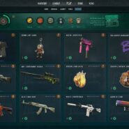 CS2 Armory screen showing 12 unlockable items including weapon skins, stickers, and a charm, with a credits balance of 3