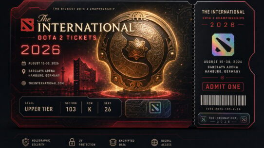 The International Dota 2 Championships 2026 ticket, August 15–30, Barclays Arena, Hamburg, Germany. Upper Tier, Section 103, Row K, Seat 26