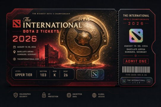 The International Dota 2 Championships 2026 ticket, August 15–30, Barclays Arena, Hamburg, Germany. Upper Tier, Section 103, Row K, Seat 26